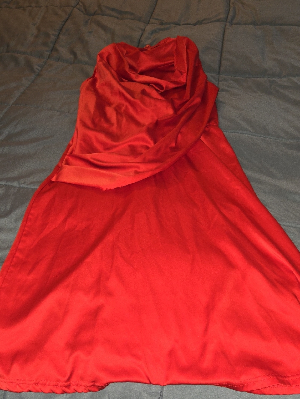 SHEIN Red Satin Cowl Neck Dress